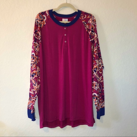 LuLaRoe Pink Long-Sleeve Henley “Mark” 3X BNWT - Picture 2 of 12